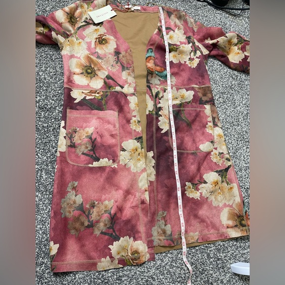 Anthropologie Solitaire NWT Faux Suede Butterfly Floral Long Line Open Jacket M - Picture 11 of 12